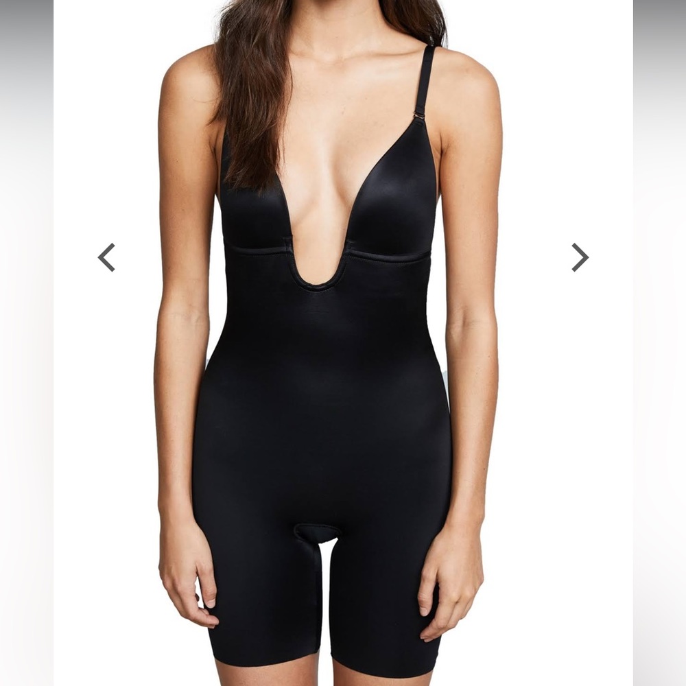NWOT SPANX Suit Your Fancy Plunge Low-Back Mid-Thigh Bodysuit in Black, Small - Picture 5 of 8